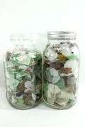 Sea Glass Collection in Ball Glass Jars.
