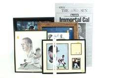 Cal Ripken Memorabilia Includes - Press Plate from The Baltimore Sun Sept.7 1995, Signed Pencil Drawing 1867 of 2131, Large Framed "First Hit" 1981 and more
