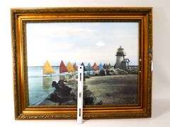 "The Rainbow Fleet, Nantucket" by H. Marshall Gardiner Circa 1930 print, framed 24" x 30"