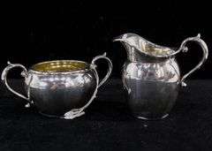 Gorham Sterling Silver 2507 Open Sugar Bowl & Creamer.  Total Weight 200 G.
