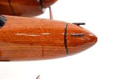 Mahogany (Believed to be) Wood P-38 Lightning WWII Fighter Twin-Boom, Twin-Engine Desktop Model Airplane