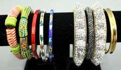 Cloisonné Bracelets, Ashley Bridget Cuff, Bead, and Rhinestone Bracelets.