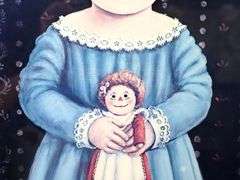 Betty McCool "Little Girl with Doll" signed limited edition print 645/1500, framed 34" x 28"