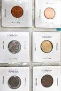 Coin Collection ,. Foreign coins , treasury mint set medallions , and wartime steel pennies