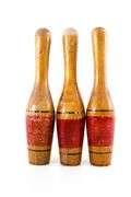 Vintage Carnival Knock-Down Skittle Bowling Pins and Balls
