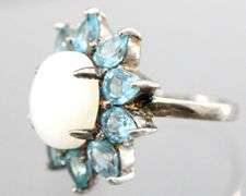 Topaz, Moonstone (both tested),  and Sterling Silver Ring, size 7.