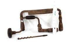 Vintage Tools:  Pull Scrapper / Draw Knife - and - Hand Auger with Bit
