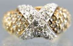 Gilt Sterling Silver Swarovski crystal Ring with the swan, size 7.