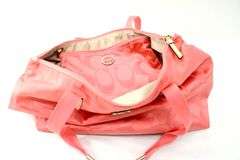 COACH Peach Weekender Tote Bag with Storage / Make-Up Bag.