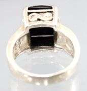 Sterling Silver and Onyx Ring.  Size 8.