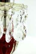 Antique Cranberry Cut to Clear Bohemian Glass Buffet Lamp - 16 x 7