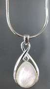 Sterling Silver Necklace and Earring set with Mother of Pearl and white Topaz (tested), in a gift box.