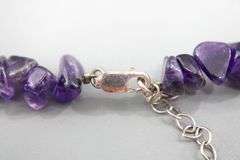 Rough cut Amethyst (tested) and  Sterling Silver Necklace, adjustable.