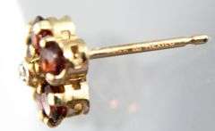 14 KT Gold Earrings and backs, set with red Tourmaline.     (1.35 gm t.wt)
