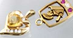 10 KT Gold Pendants with Citrine, Diamond and Rubies (tested)      (2.70 gm t.wt)