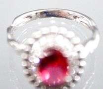 Sterling Silver 1.50 ct lab grown Ruby and Diamond Ring, size 7, see appraisal.