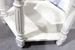 Hexagonal Glass Top Painted Accent Side Tables - Pair - 27 x 23 x 20 each
