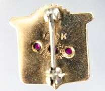 14 KT Gold Service Pin for "Chevrolet Parts & Accessories Managers Record Club" studded with Rubies.     (2.35 gm t.wt)