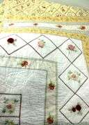 Beautiful Floral / Rose Embroidered Quilt.  90x88