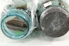 Sea Glass Collection in Ball Glass Jars.