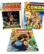Vintage 1970s Marvel Treasury Edition "Conan the Barbarian" Comics - Three