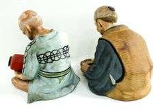 Antique Japanese Hakata Urasaki Clay Dolls - and - Vintage Chokin "Okinawa" (Japan) Souvenir - and - Oriental Chinoiserie Trinket Boxes and More