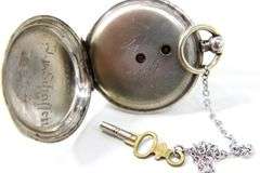 European Key wind and set pocket watch with .800 coin silver hunter case ,