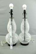 Crackle Glass Table Lamp - Pair.  24"