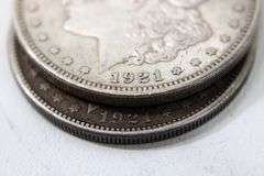 1921 "P" and "S" Morgan Silver Dollars , 2 items