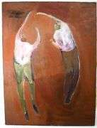 Unsigned Double Sided figurative oil on canvas 36" x 28"