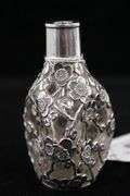 Sterling Silver 950 Cherry Blossom Overlay Scent Bottle.  Total Weight 78 G