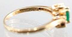 14KT Gold, Diamond, and Emerald (both tested) Ring. 2.2g. Size 7.5.