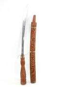 Traditional Thai Dha Swords with Intricately Carved Sheaths - Pair