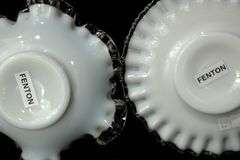 Fenton Glass - Silver Crest Ruffled Edge Milk Glass Art Glass Basket, Vases, and More