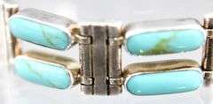 950 grade Sterling Silver double strand Turquoise Bracelet, 7"