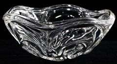 Raised Swirl Relief Handcrafted Clear Art Glass Crystal Centerpiece - 4 x 10