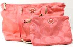 COACH Peach Weekender Tote Bag with Storage / Make-Up Bag.