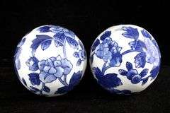 Churchill "Willow" Made in Japan Ceramic Tray - and - Blue on White Chinoiserie Ceramic Balls