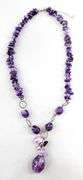 Rough cut Amethyst (tested) and  Sterling Silver Necklace, adjustable.