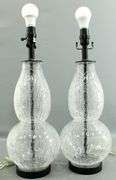 Crackle Glass Table Lamp - Pair.  24"
