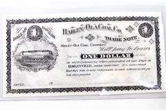 1900's Hailey Ola Coal Company Indian Territory Notes.  5 Cents & $1.