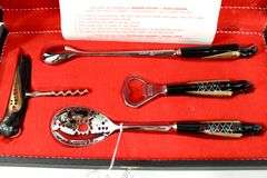 HADDAD Cutlery  - Jezzine Lebanon Stainless Steel Bar Set in a Case with Red Interior and Care Instruction Leaflet.