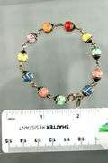 Sterling Silver and 14 KTGF Bracelet of enameled double sided lady bugs, 7"