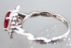 Sterling Silver 1.50 ct lab grown Ruby and Diamond Ring, size 7, see appraisal.