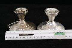 Sterling Silver Reinforced with Cement Candle Holder - Pair.
