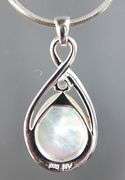 Sterling Silver Necklace and Earring set with Mother of Pearl and white Topaz (tested), in a gift box.