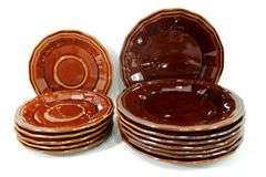 Vintage '70s Brown Ceramic Dinnerware