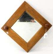 Wood Frame Wall Mirror with Knob Hangers - 15 x 15