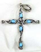 Carolyn Pollack Sterling Silver Turquoise Cross Pendant in the original gift box.