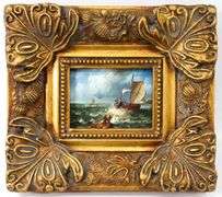"Seascape" miniature painting framed  6" x 9"